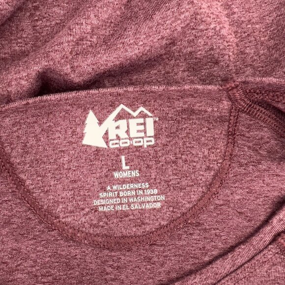REI Co-Op Women's Base Layer Crewneck Performance Shirt L Large Burgundy Heather - Picture 6 of 7